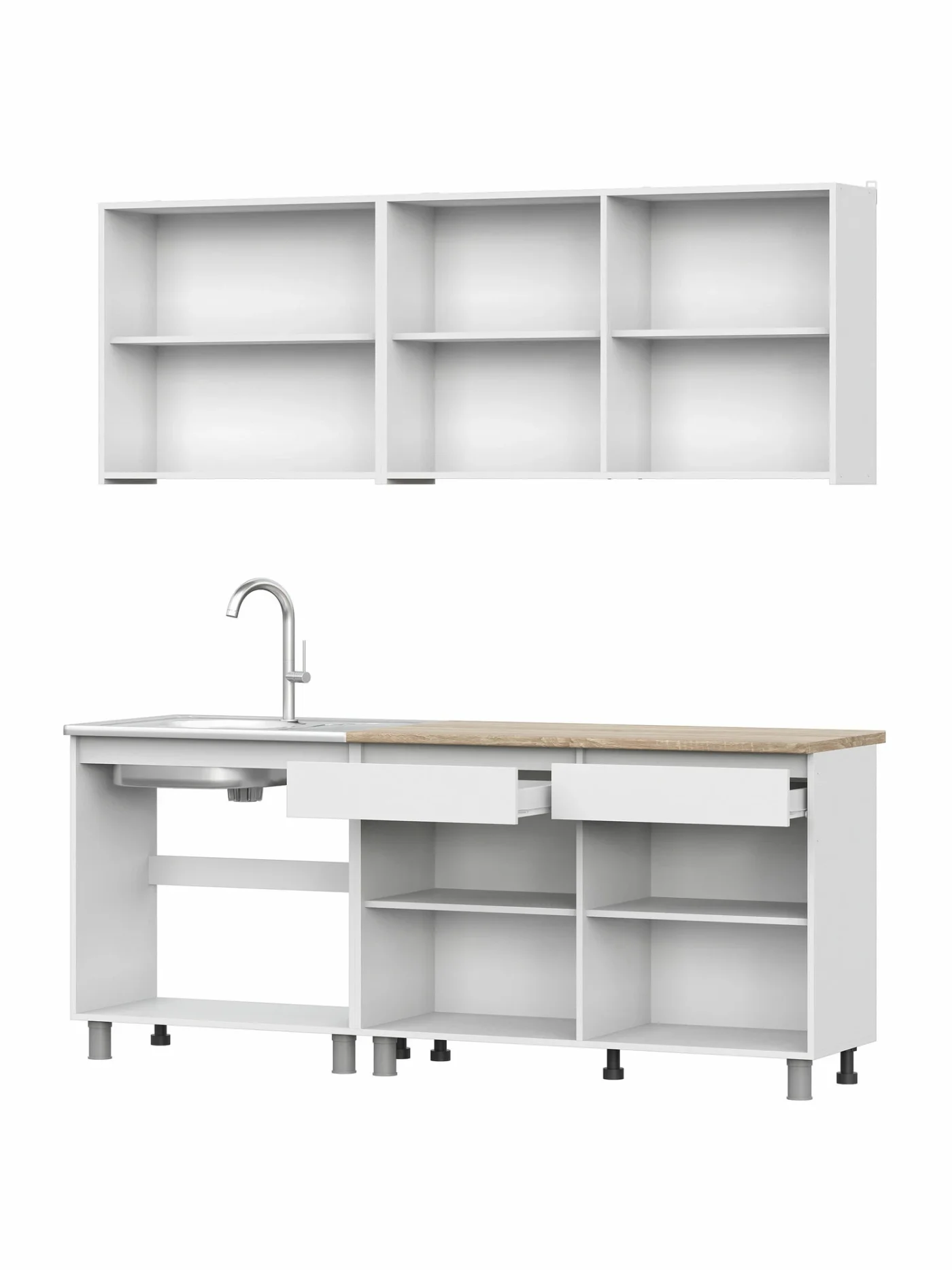 Кухонный гарнитур Одри Симпл 2 м, мебель для дома и кухни, Белый / столешница Дуб Сонома
